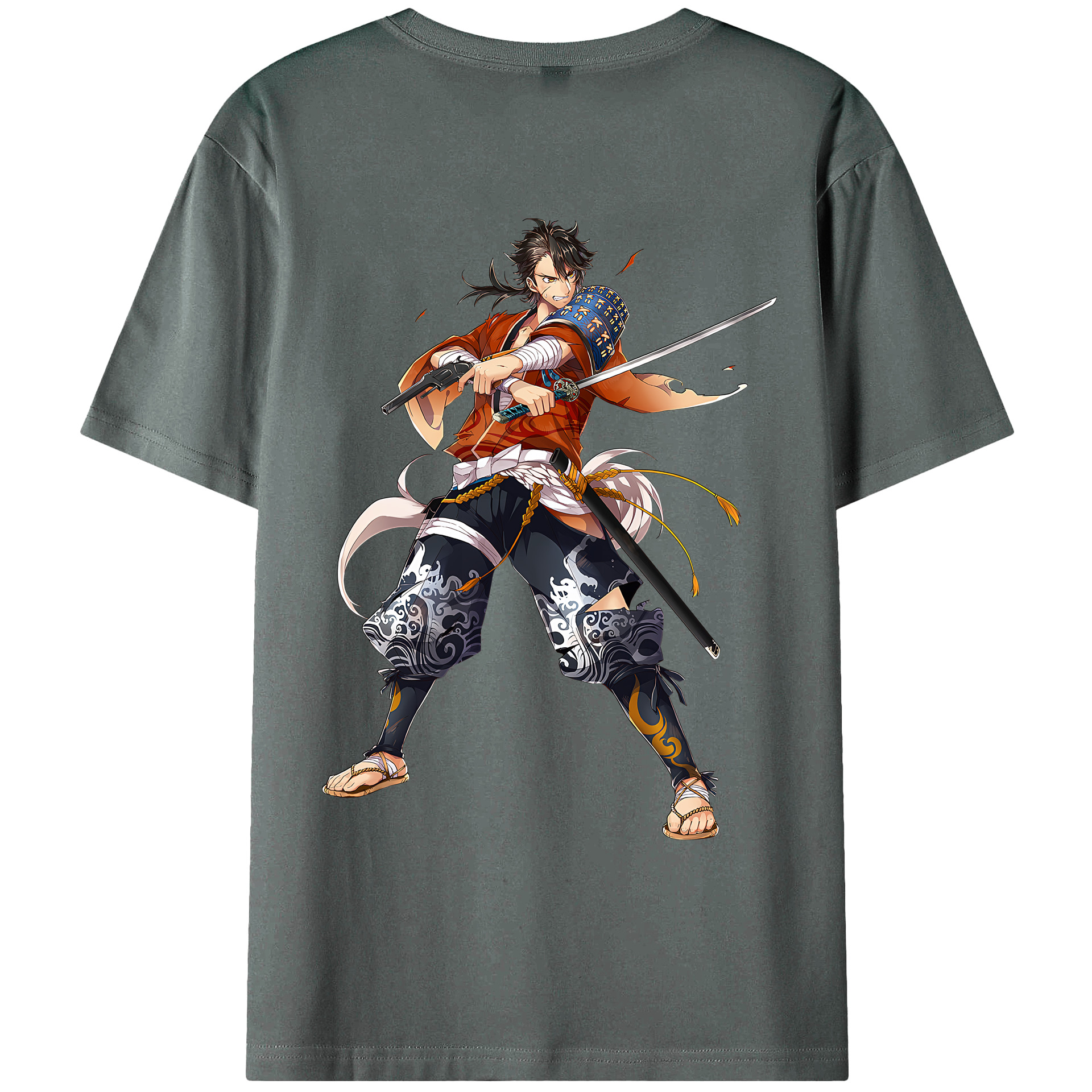 （画像用） 刀剣乱舞 Touken Ranbu 綿100％ メンズ半袖Tシャツ（バックプリント） 通気性